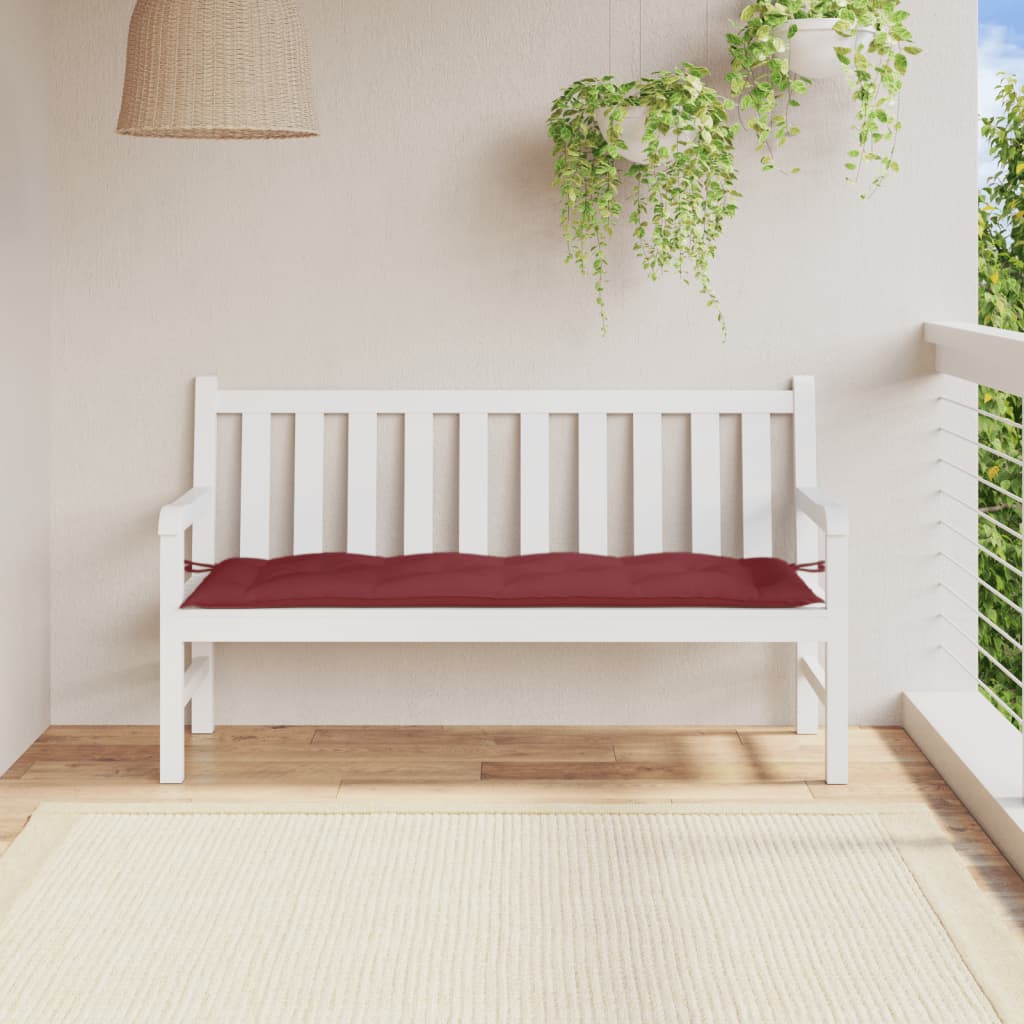Jastuk za vrtnu klupu crvena boja vina 150x50x7 cm od tkanine