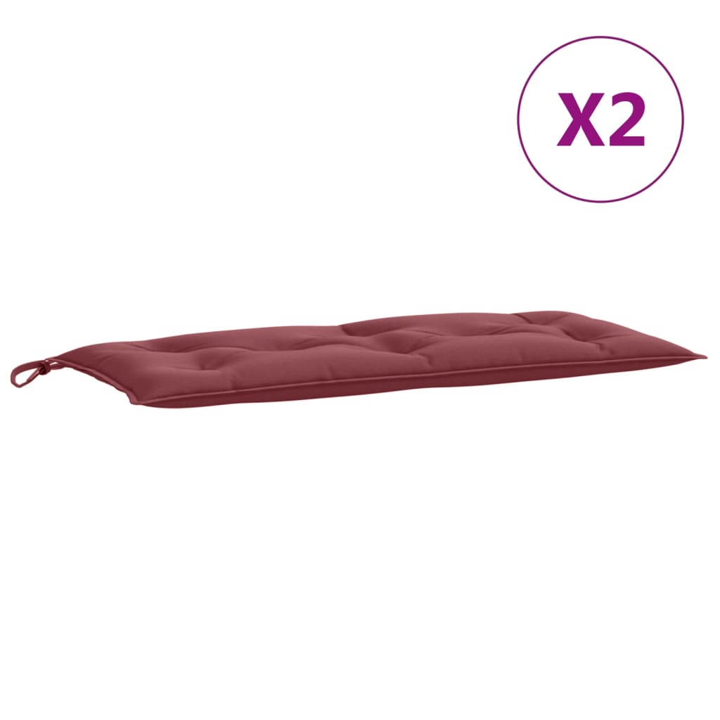 Jastuci za vrtnu klupu 2 kom Crvena vina 100x50x7 cm tkanina