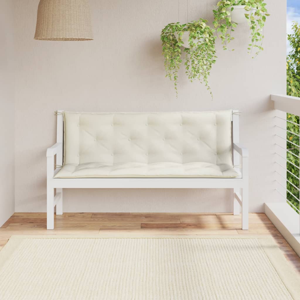Jastuci za vrtnu klupu 2 kom prošarano krem 150x50x7 cm tkanina