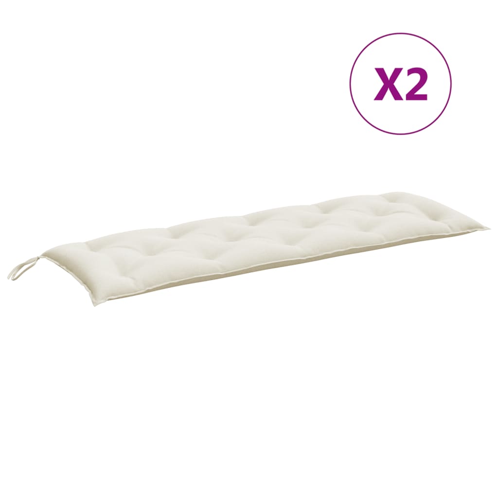 Jastuci za vrtnu klupu 2 kom prošarano krem 150x50x7 cm tkanina