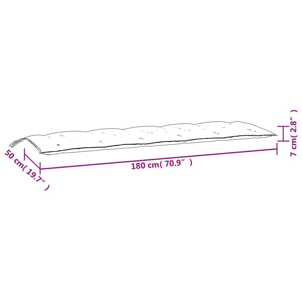 Jastuci za vrtnu klupu 2 kom tamnosivi 180x50x7 cm tkanine