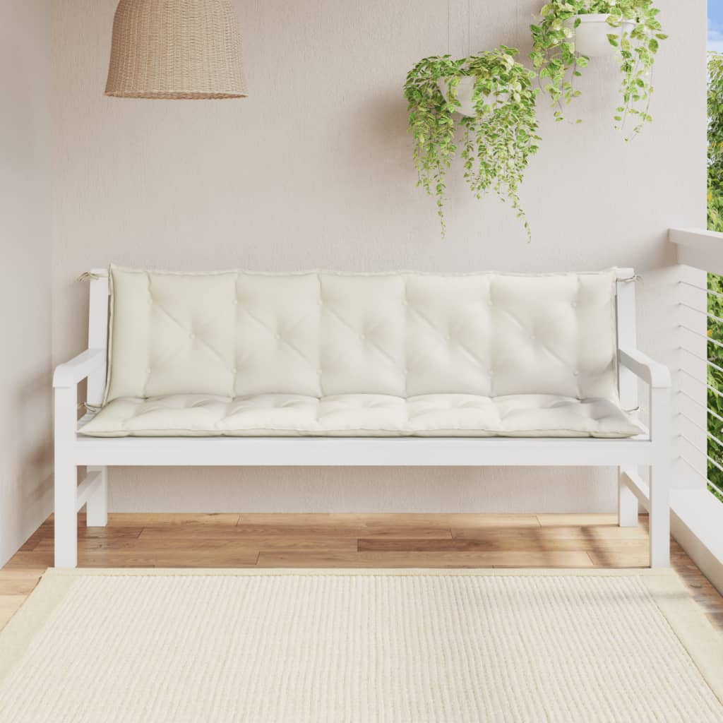 Jastuci za vrtnu klupu 2 kom prošarano krem 180x50x7 cm tkanina