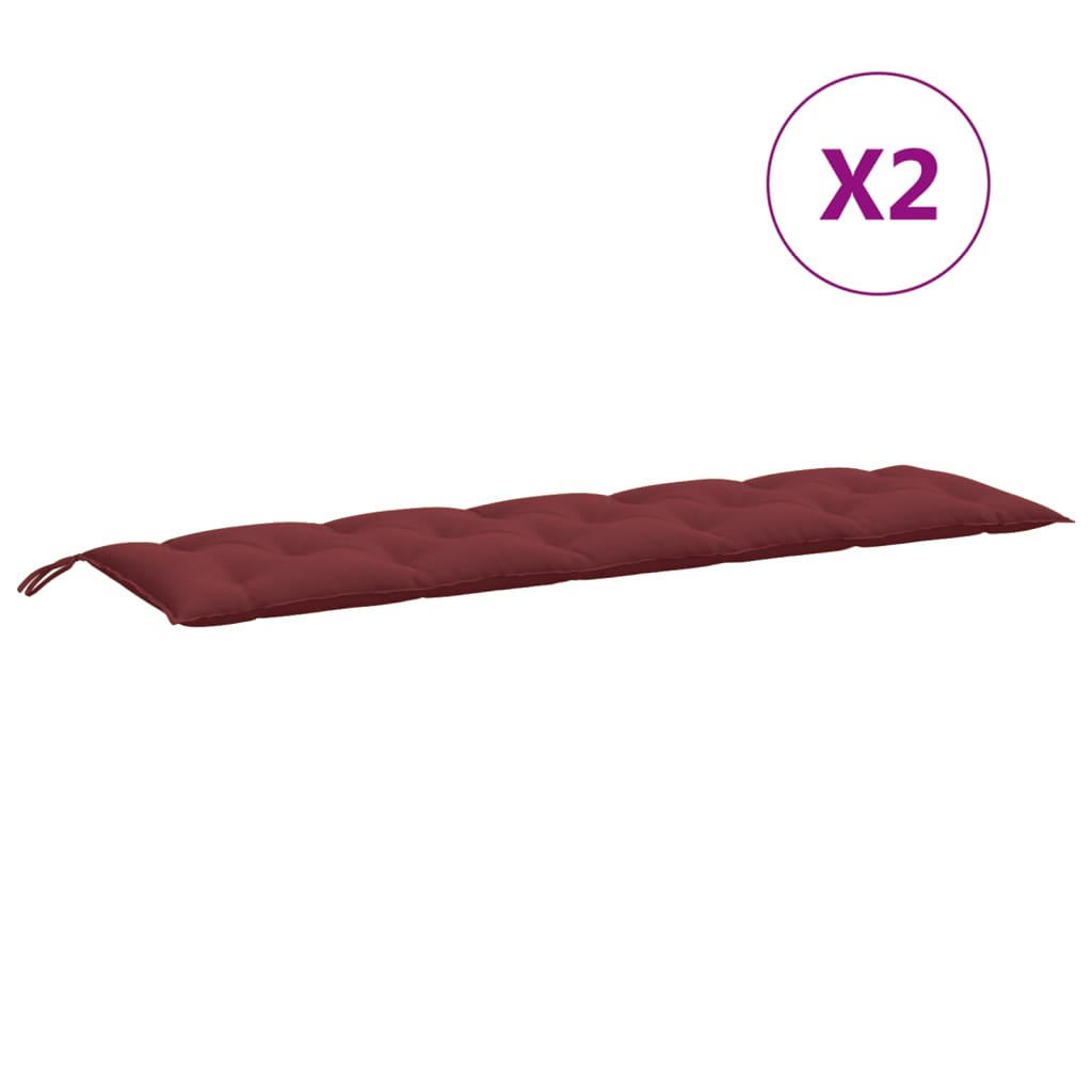 Jastuci za vrtnu klupu 2 kom Crvena vina 180x50x7 cm tkanina