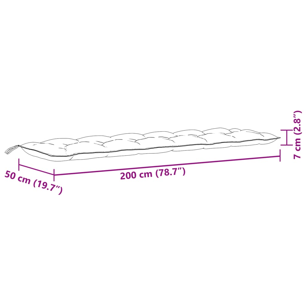 Jastuci za vrtnu klupu 2 kom svjetlosivi 200x50x7 cm tkanine