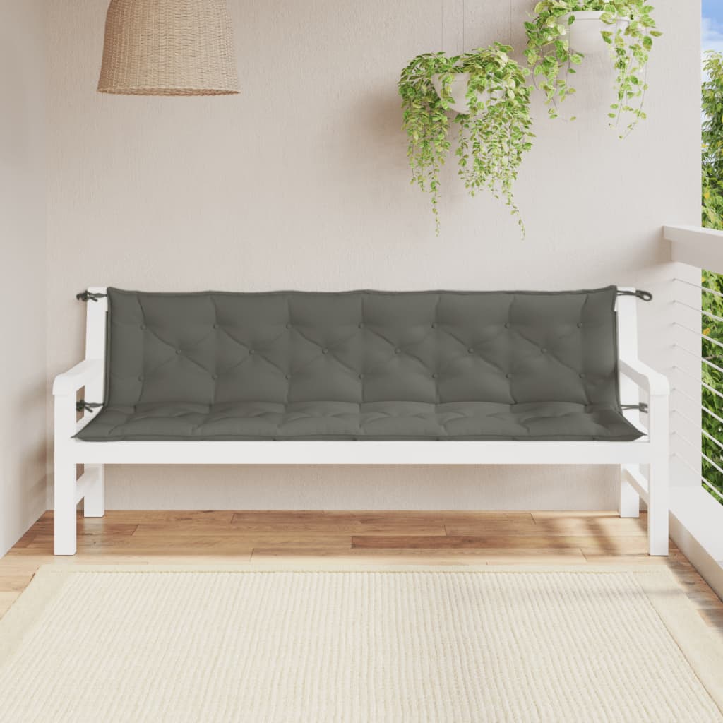 Jastuci za vrtnu klupu 2 kom tamnosivi 200x50x7 cm tkanine