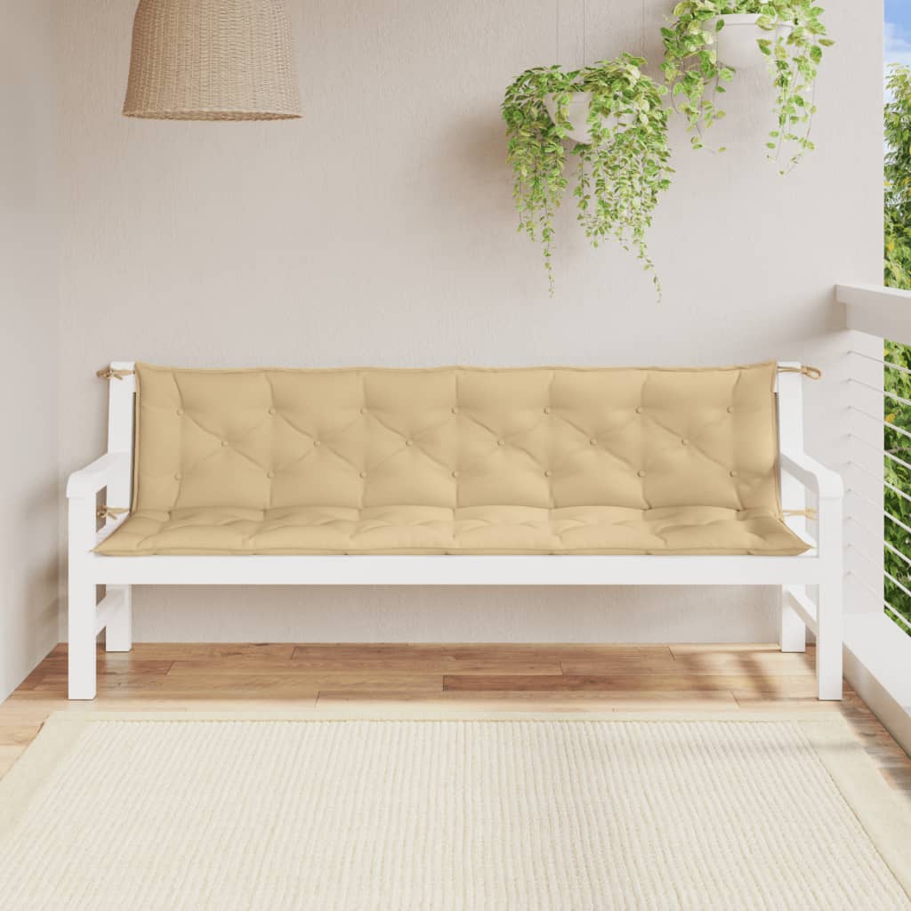 Jastuci za vrtnu klupu 2 kom bež 200x50x7 cm tkanine
