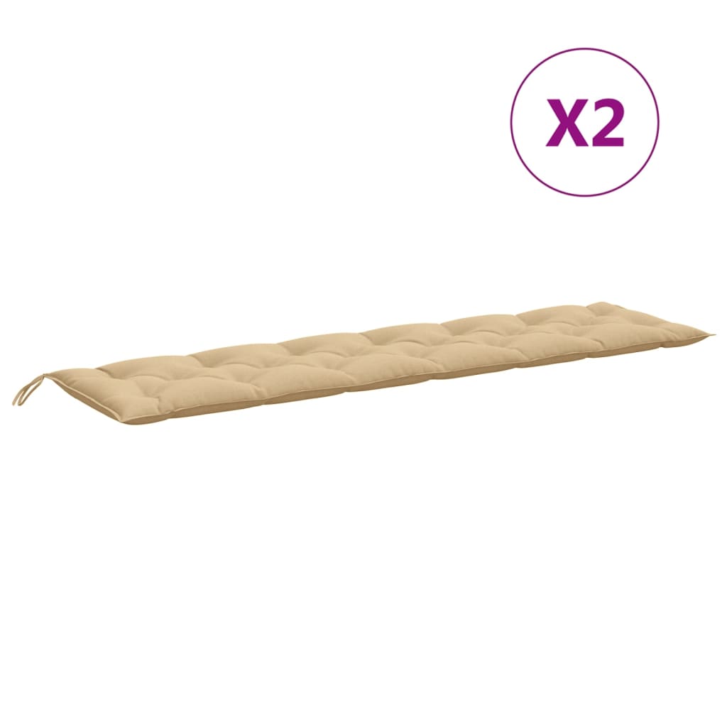 Jastuci za vrtnu klupu 2 kom bež 200x50x7 cm tkanine