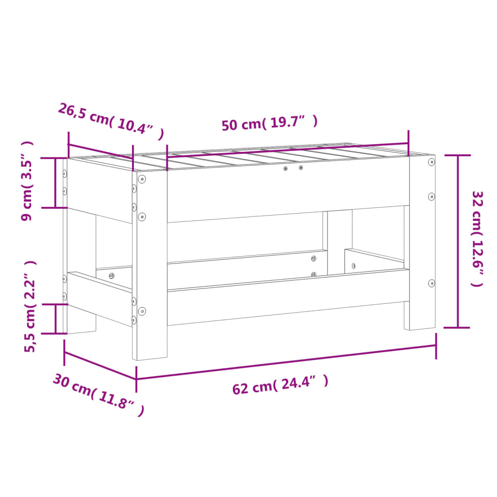 Vrtni tabure 62 x 30 x 32 cm od masivnog drva duglazije
