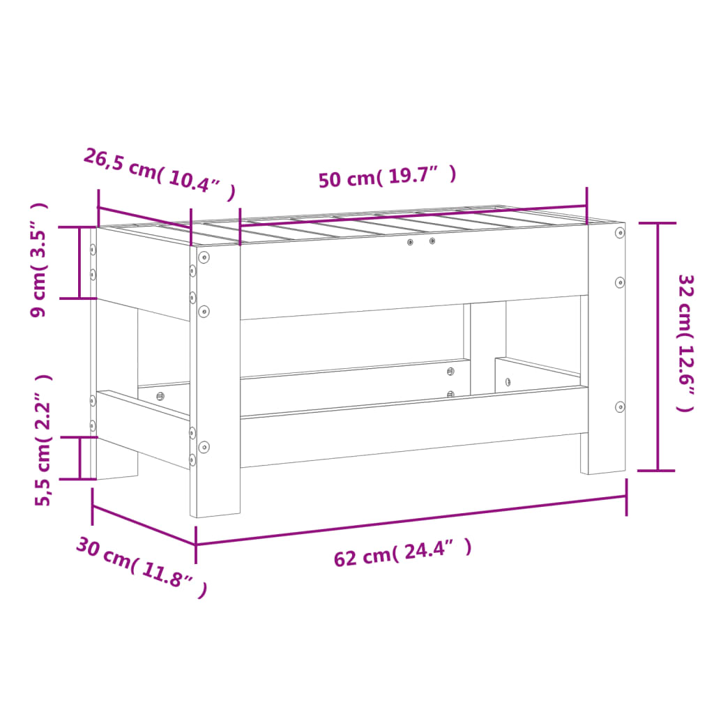 Vrtni tabure 62 x 30 x 32 cm od impregnirane borovine
