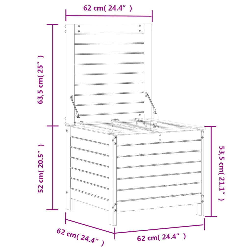 Vrtni tabure 62 x 63,5 x 53,5 cm od masivne borovine