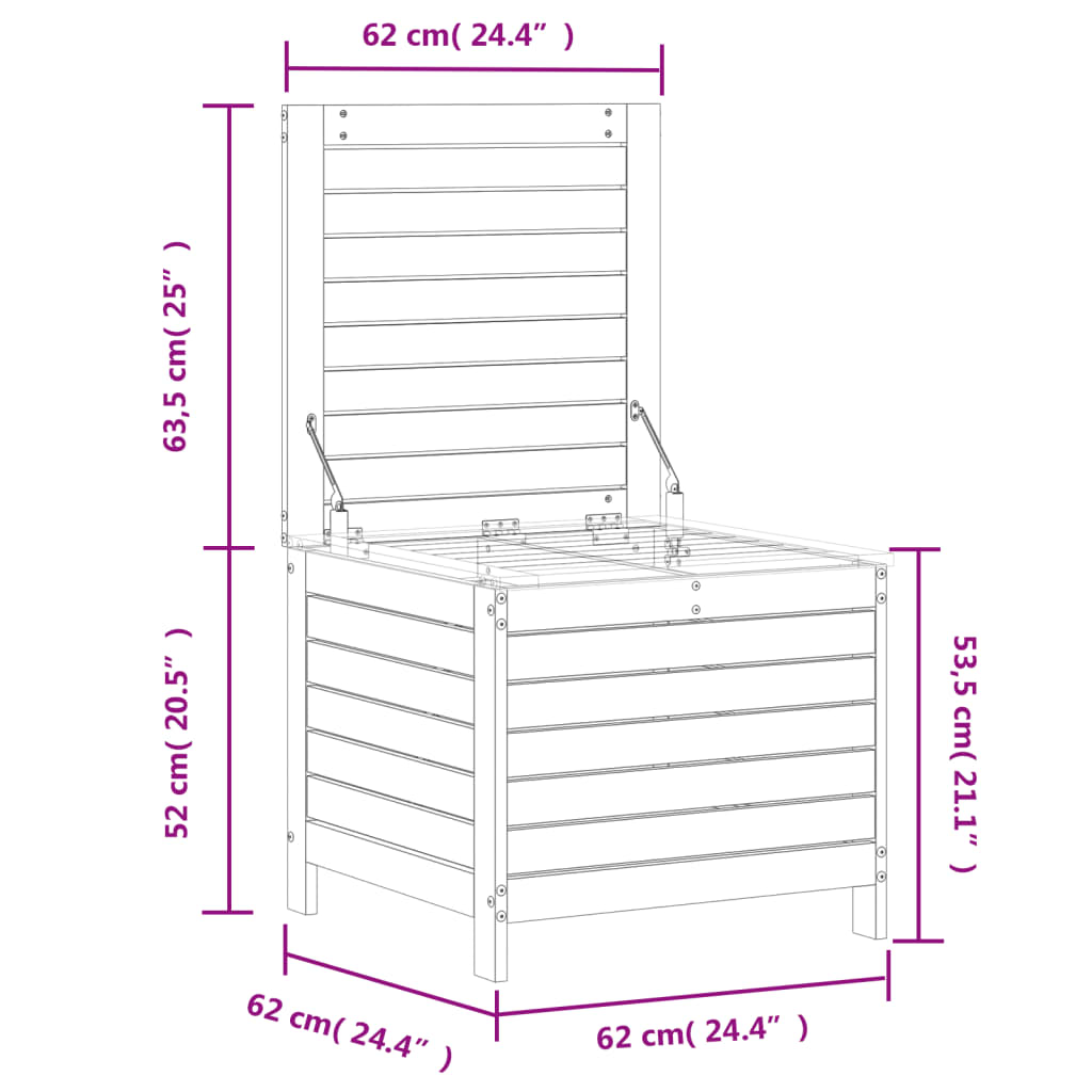 Vrtni tabure bijeli 62 x 63,5 x 53,5 cm od masivne borovine