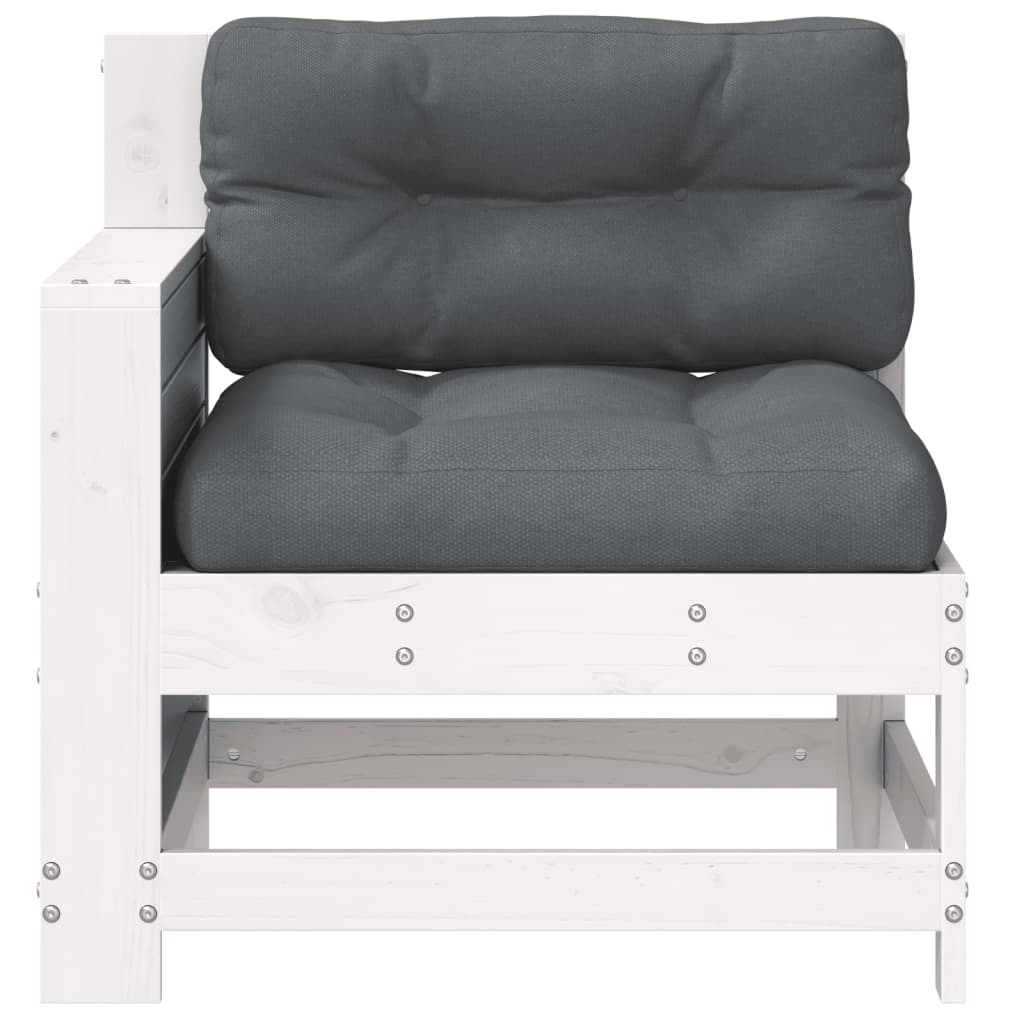 Vrtna sofa s naslonom za ruke i jastukom bijela od borovine