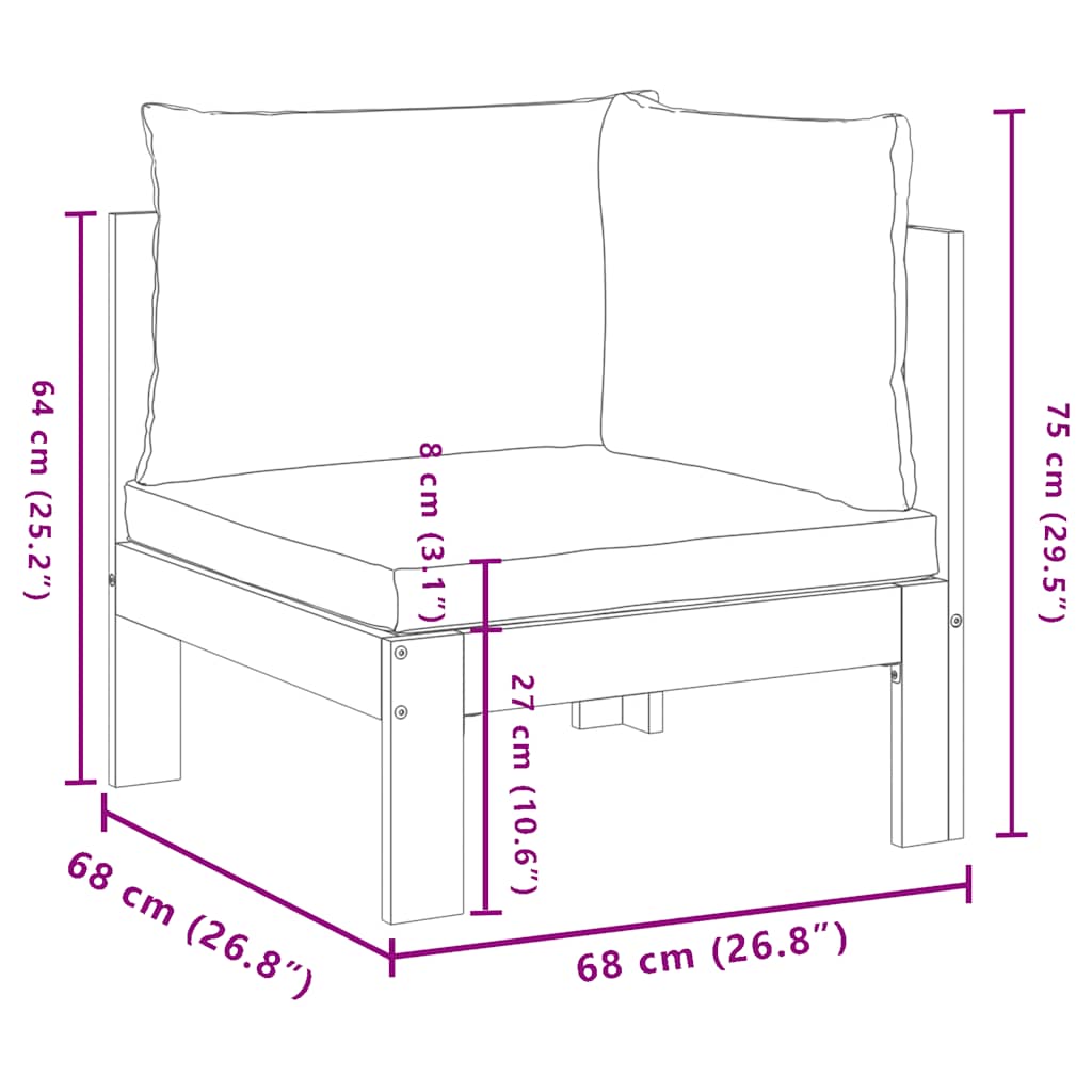 Kutna vrtna sofa s jastucima od masivnog drva bagrema