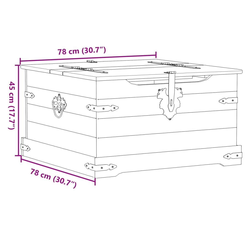 Kutija za pohranu Corona 78 x 78 x 45 cm od masivne borovine
