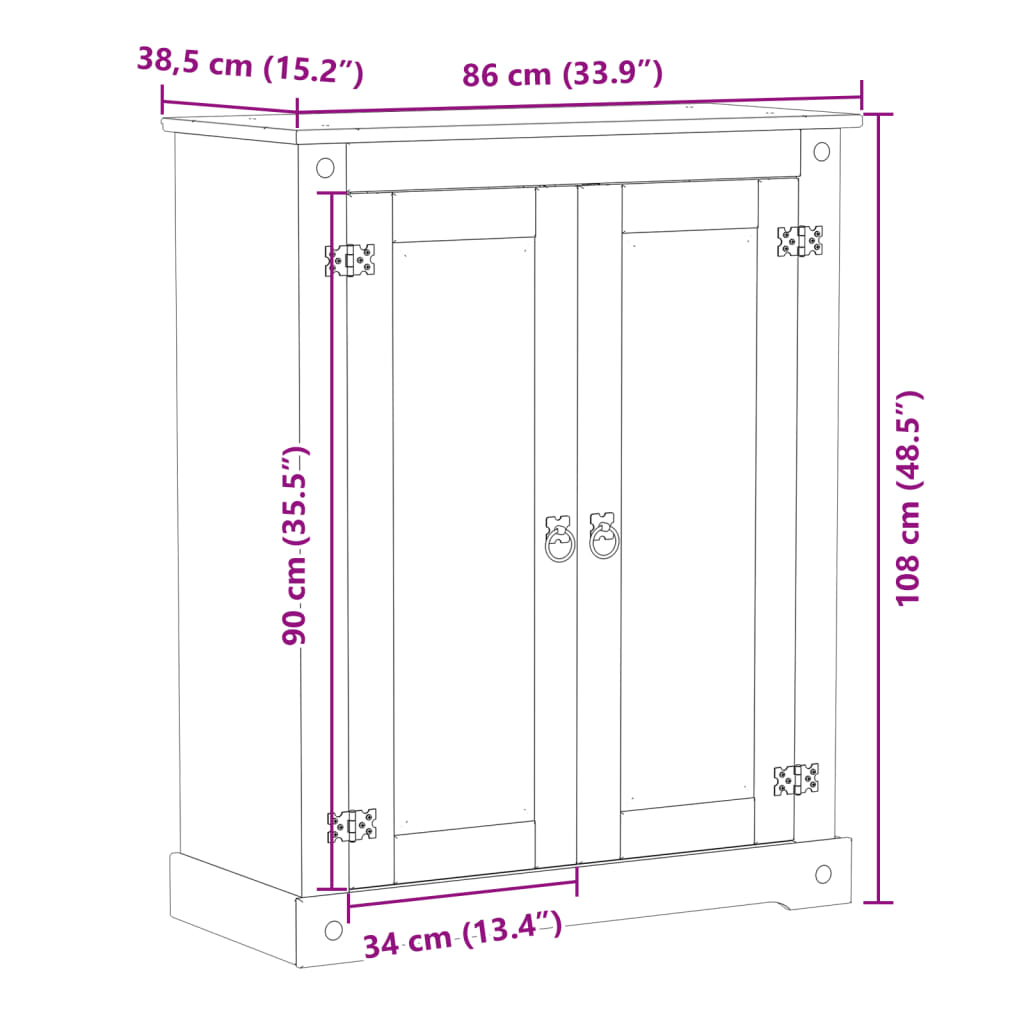Ormarić za cipele Corona 86 x 38,5 x 108 cm od masivne borovine