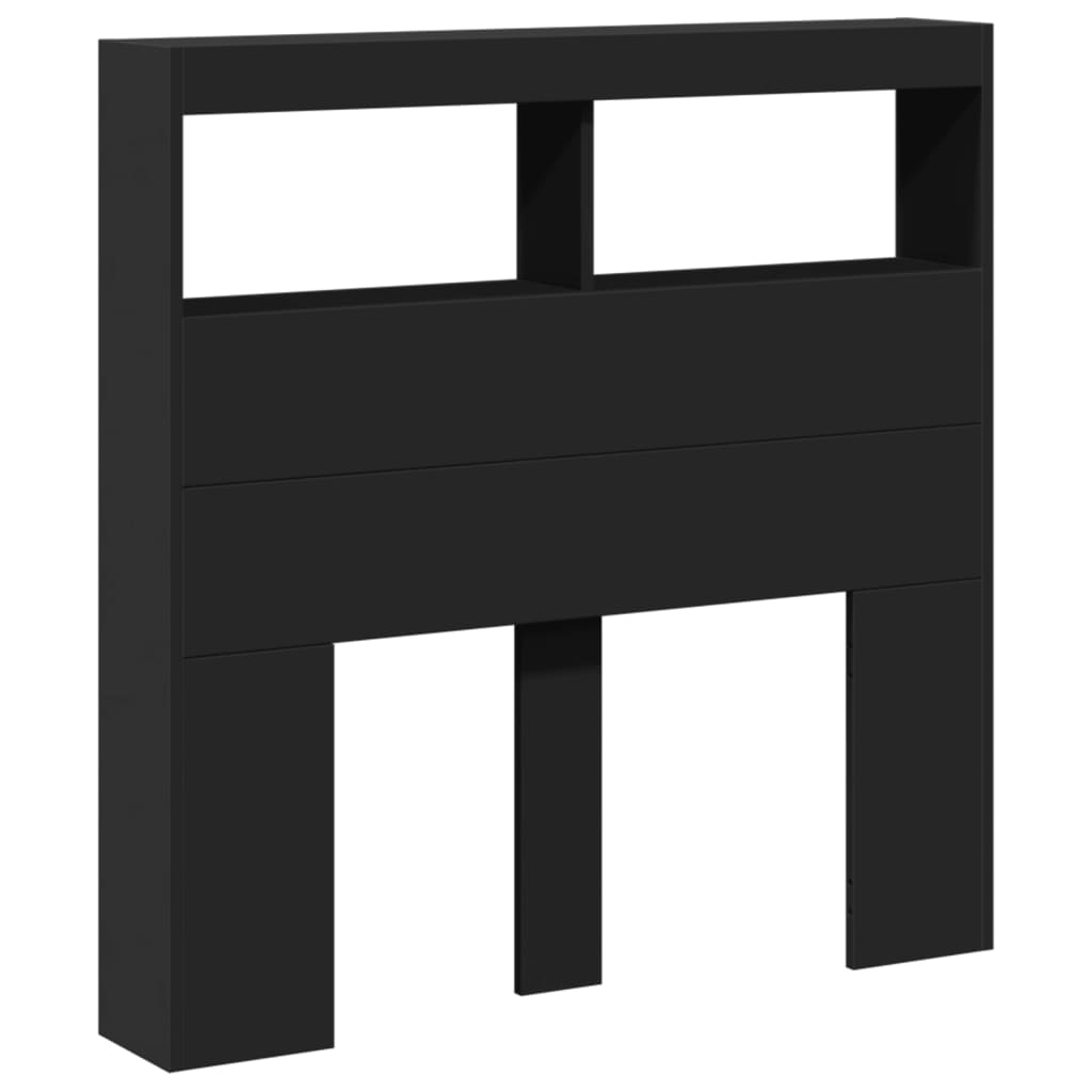 Ormarić za uzglavlje s LED svjetlima crni 100 x 17 x 102 cm