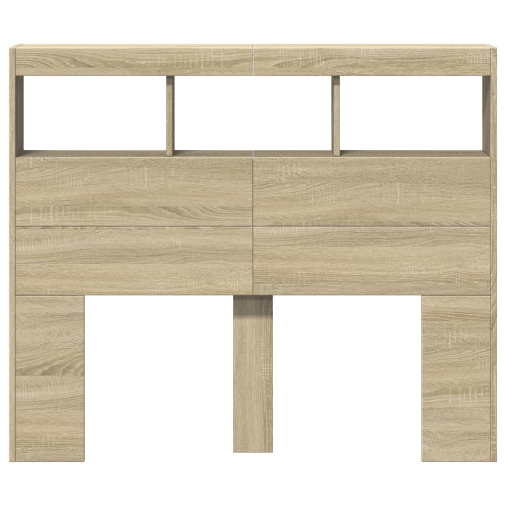 Ormarić za uzglavlje s LED svjetlima boja hrasta 120x17x102 cm