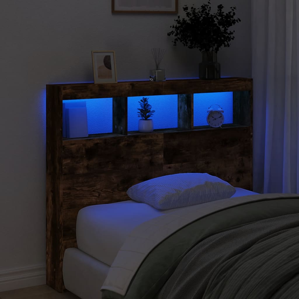 Ormarić za uzglavlje LED boja dimljenog hrasta 120x17x102 cm