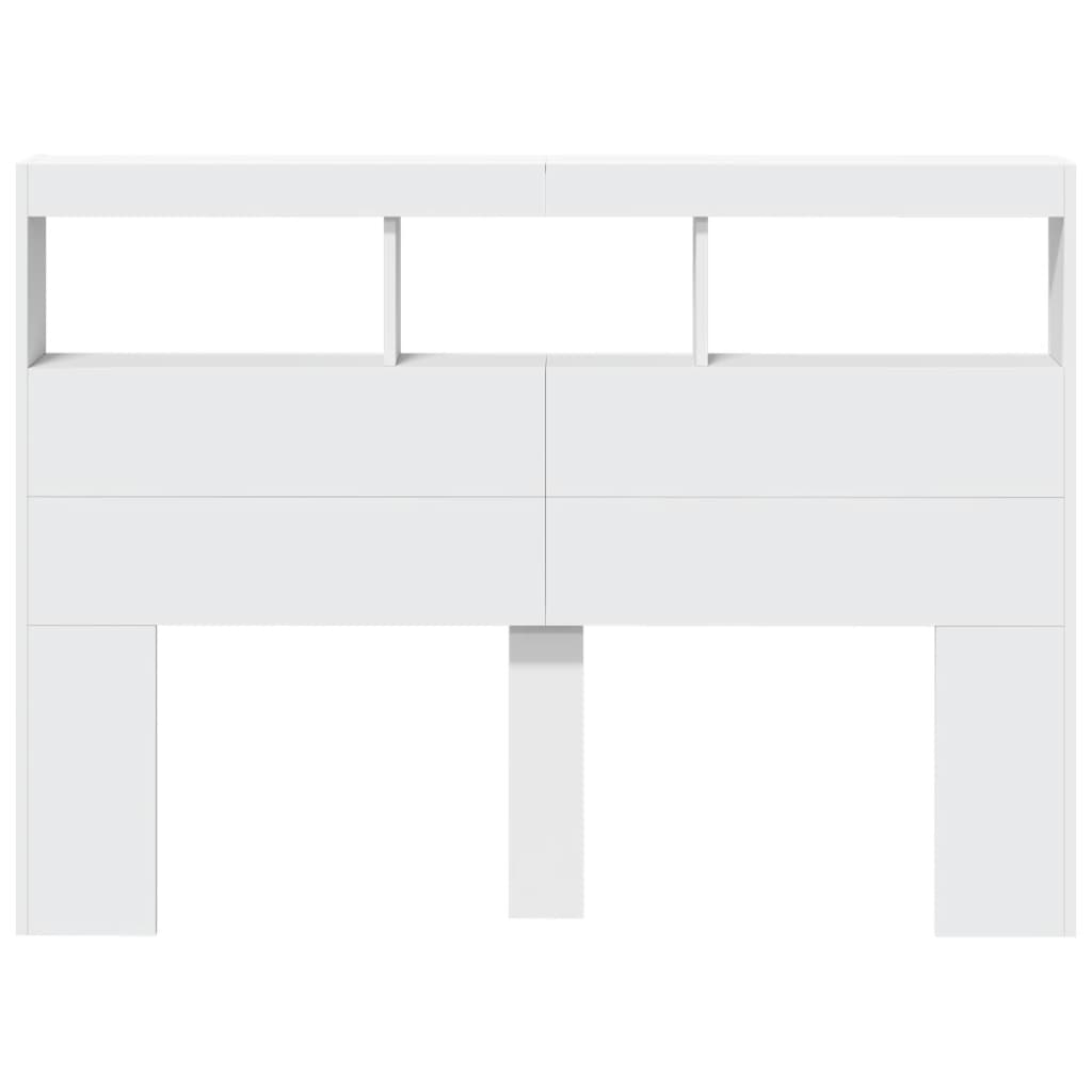 Ormarić za uzglavlje s LED svjetlima bijeli 140 x 17 x 102 cm