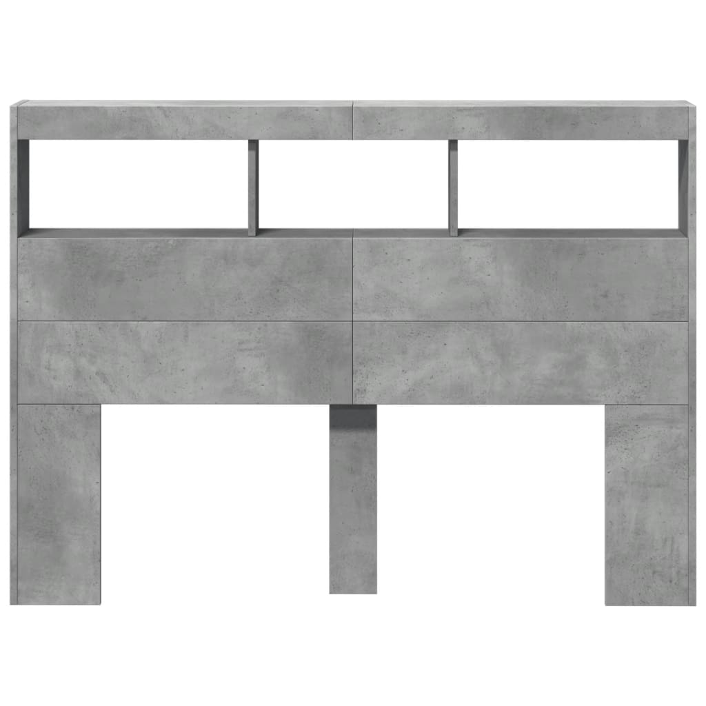 Ormarić za uzglavlje LED svjetlima boja betona 140x17x102 cm