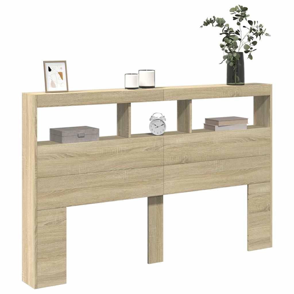 Ormarić za uzglavlje s LED svjetlima boja hrasta 160x17x102 cm