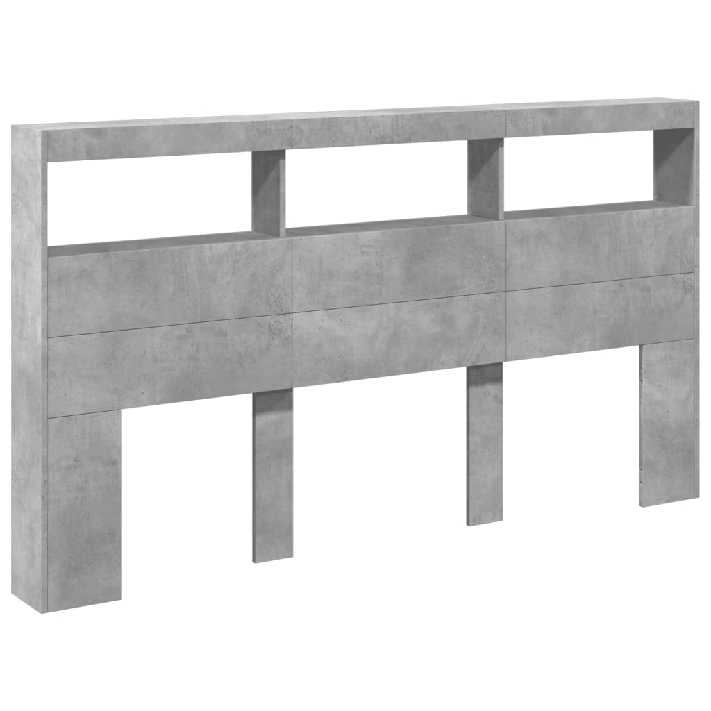 Ormarić za uzglavlje LED svjetlima boja betona 180x17x102 cm