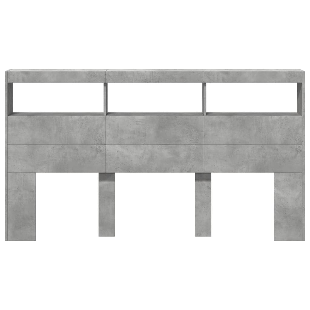 Ormarić za uzglavlje LED svjetlima boja betona 180x17x102 cm