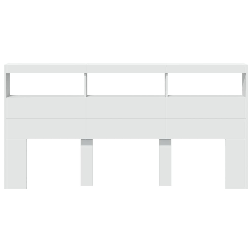 Ormarić za uzglavlje s LED svjetlima bijeli 200 x 17 x 102 cm