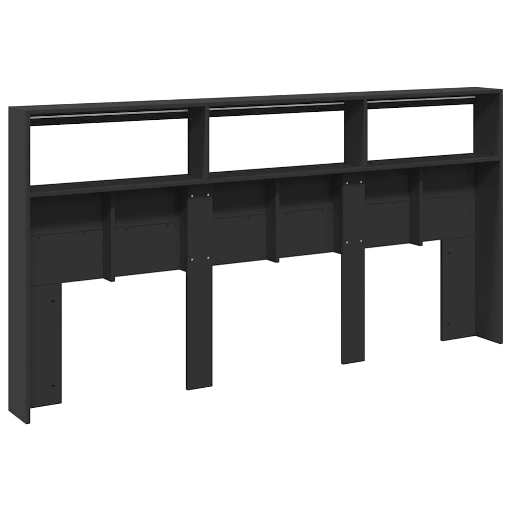 Ormarić za uzglavlje s LED svjetlima crni 200 x 17 x 102 cm