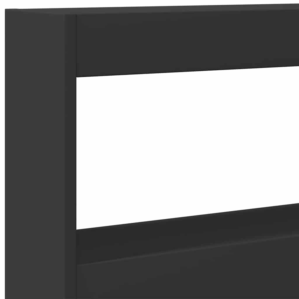 Ormarić za uzglavlje s LED svjetlima crni 200 x 17 x 102 cm