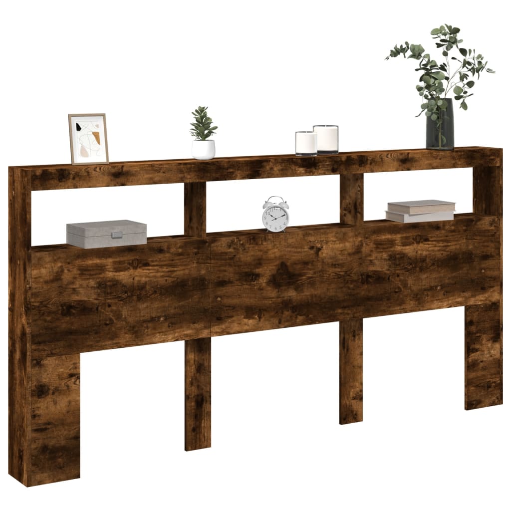 Ormarić za uzglavlje LED boja dimljenog hrasta 200x17x102 cm