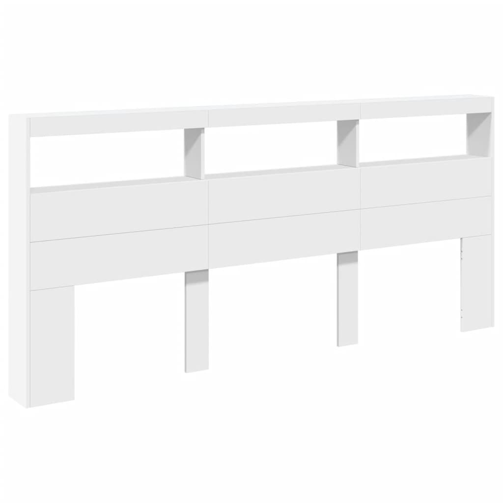 Ormarić za uzglavlje s LED svjetlima bijeli 220 x 17 x 102 cm