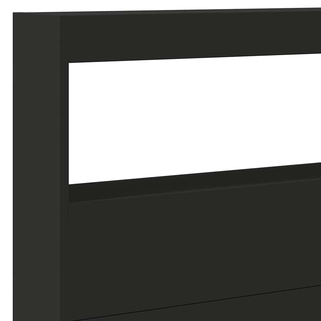 Ormarić za uzglavlje s LED svjetlima crni 220 x 17 x 102 cm