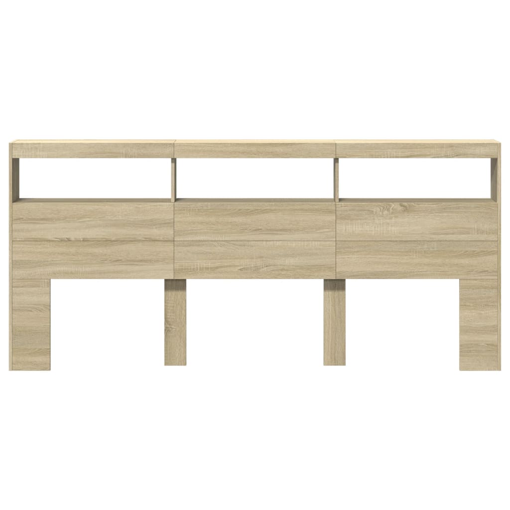 Ormarić za uzglavlje s LED svjetlima boja hrasta 220x17x102 cm