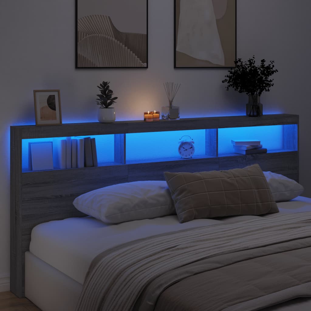 Ormarić za uzglavlje LED sivom sonomom 220x17x102 cm