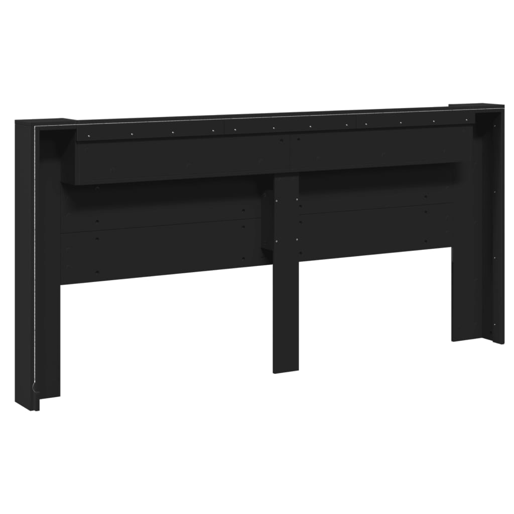 Ormarić za uzglavlje s LED svjetlima crni 220 x 16,5 x 103,5 cm