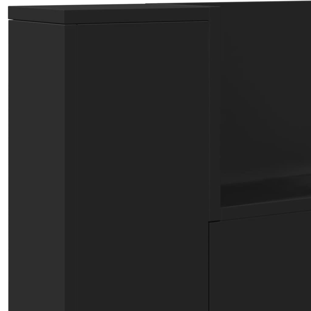 Ormarić za uzglavlje s LED svjetlima crni 220 x 16,5 x 103,5 cm