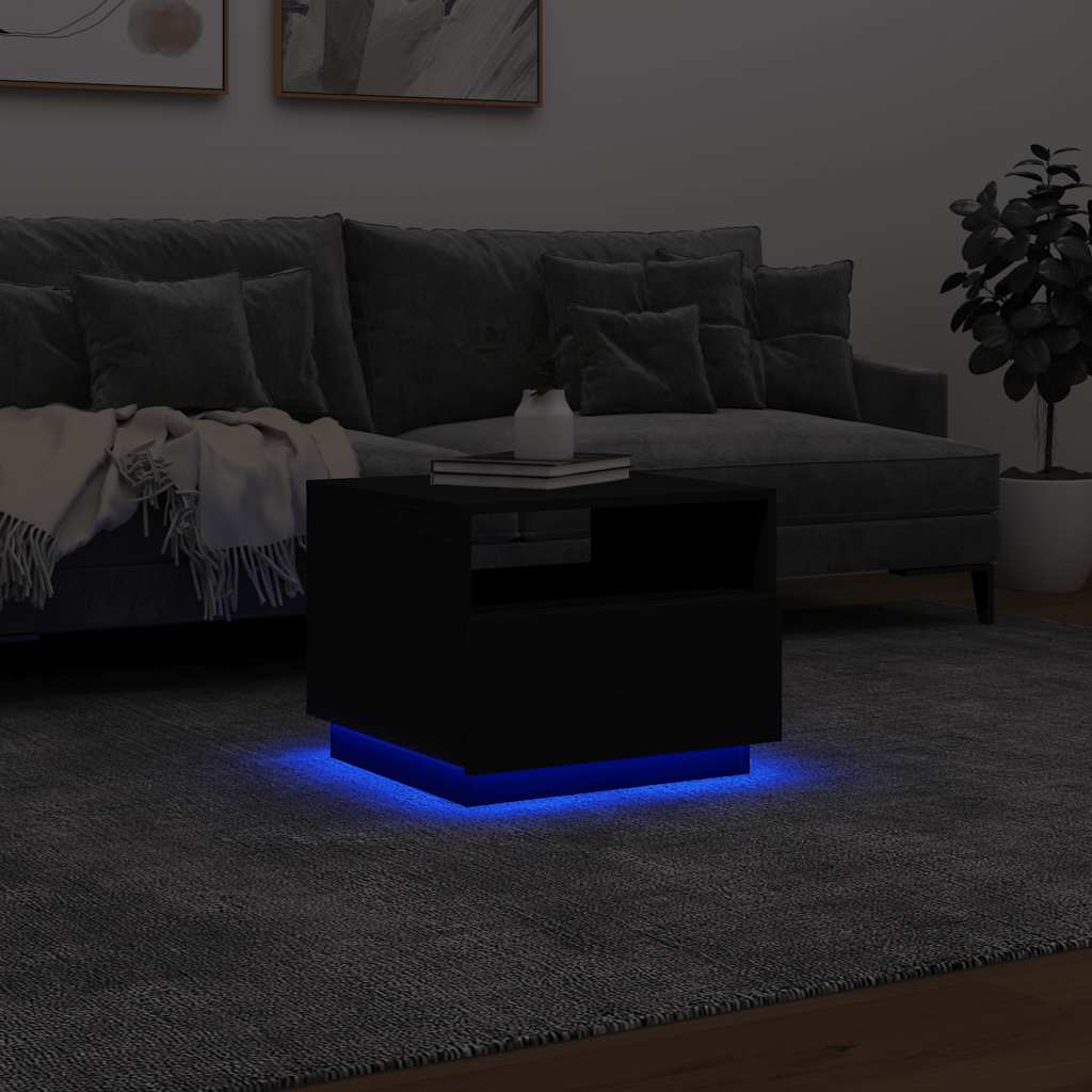 Stolić za kavu s LED svjetlima crni 50 x 49 x 40 cm