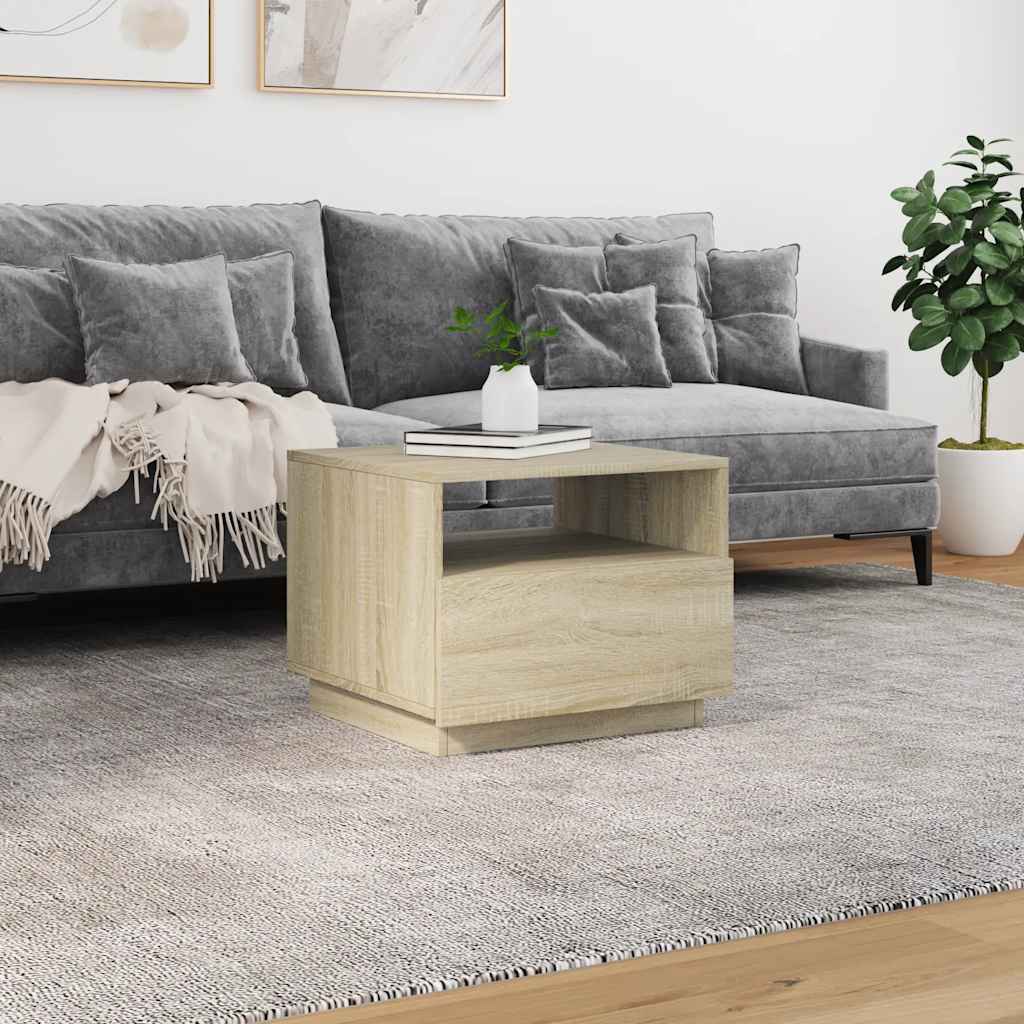 Stolić za kavu s LED svjetlima boja hrasta sonome 50x49x40 cm
