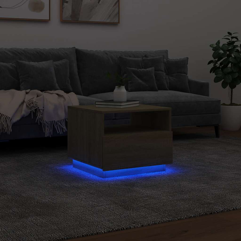 Stolić za kavu s LED svjetlima boja hrasta sonome 50x49x40 cm