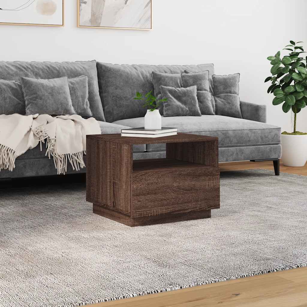 Stolić za kavu s LED svjetlima smeđi hrast 50x49x40 cm