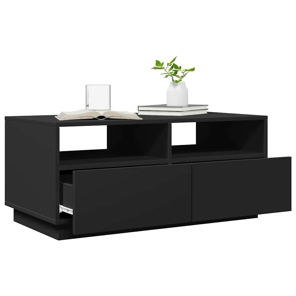 Stolić za kavu s LED svjetlima crni 90x49x40 cm