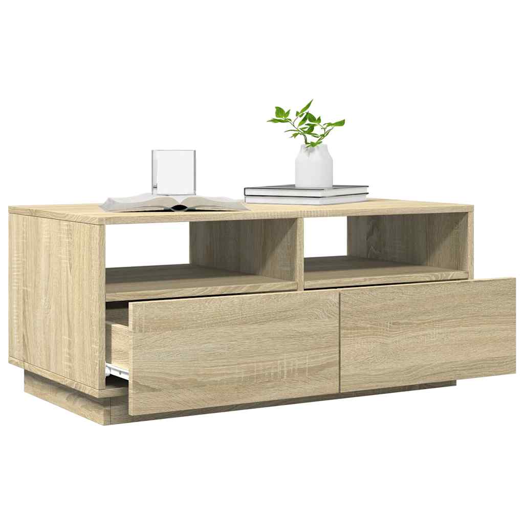 Stolić za kavu s LED svjetlima boja hrasta sonome 90x49x40 cm