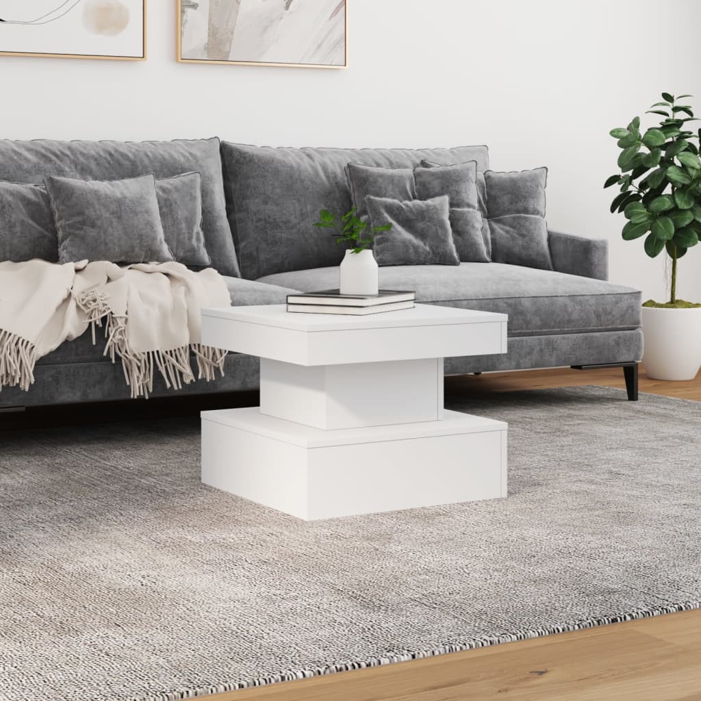 Stolić za kavu s LED svjetlima bijeli 50 x 50 x 40 cm