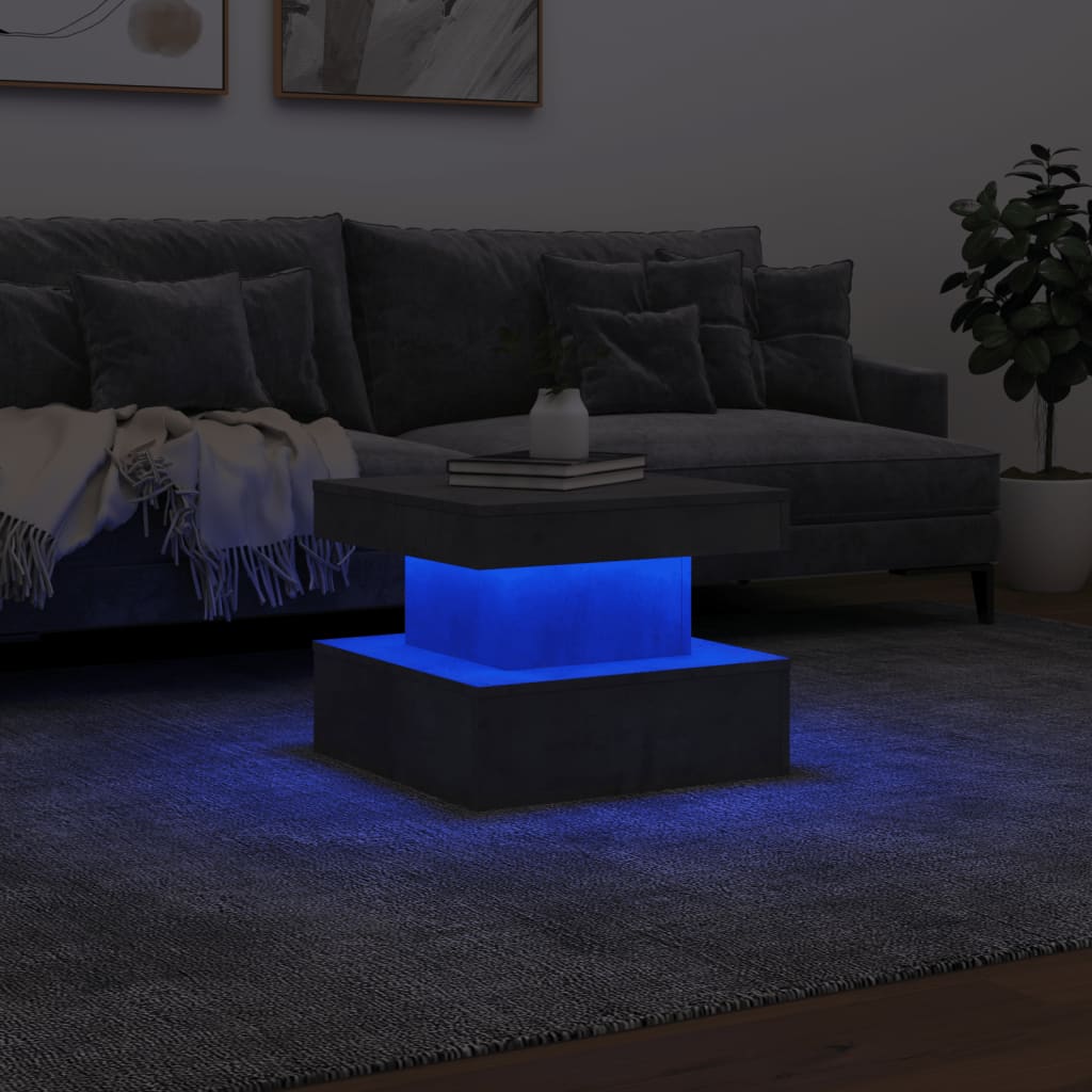 Stolić za kavu s LED svjetlima siva boja betona 50 x 50 x 40 cm