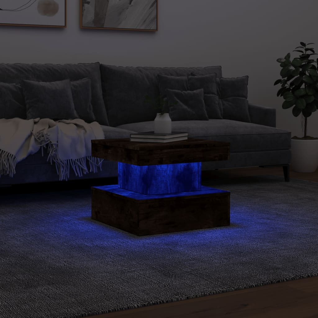 Ormarić za uzglavlje LED boja dimljenog hrasta 50x50x40 cm
