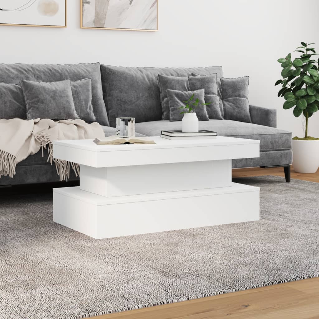 Stolić za kavu s LED svjetlima bijeli 90 x 50 x 40 cm
