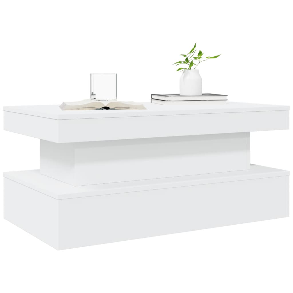Stolić za kavu s LED svjetlima bijeli 90 x 50 x 40 cm