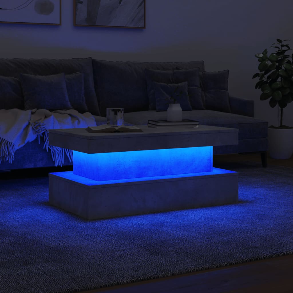 Stolić za kavu s LED svjetlima siva boja betona 90 x 50 x 40 cm