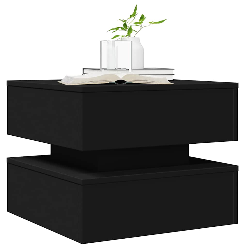 Stolić za kavu s LED svjetlima crni 50 x 50 x 40 cm